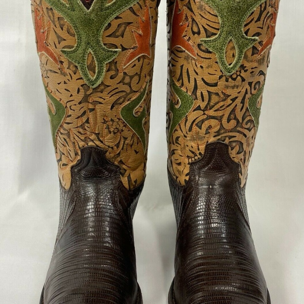 FRYE Lily Lizard Western Cowboy Boots Sz 7.5 B - Picture 3 of 10